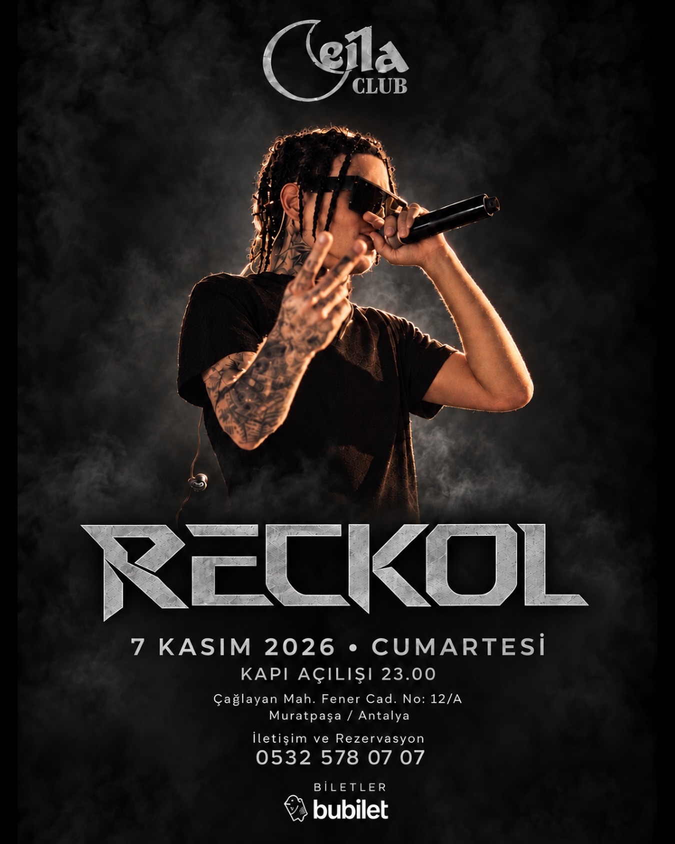 Ceila Club Reckol konser afişi: 7 Kasım 2026 Cumartesi, kapı açılışı 23.00